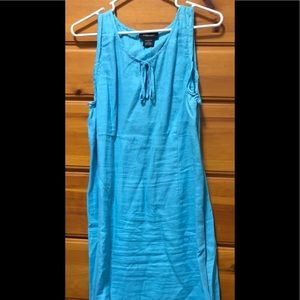 Teal Blue Willi Smith 100% Linen Sleeveless Dress